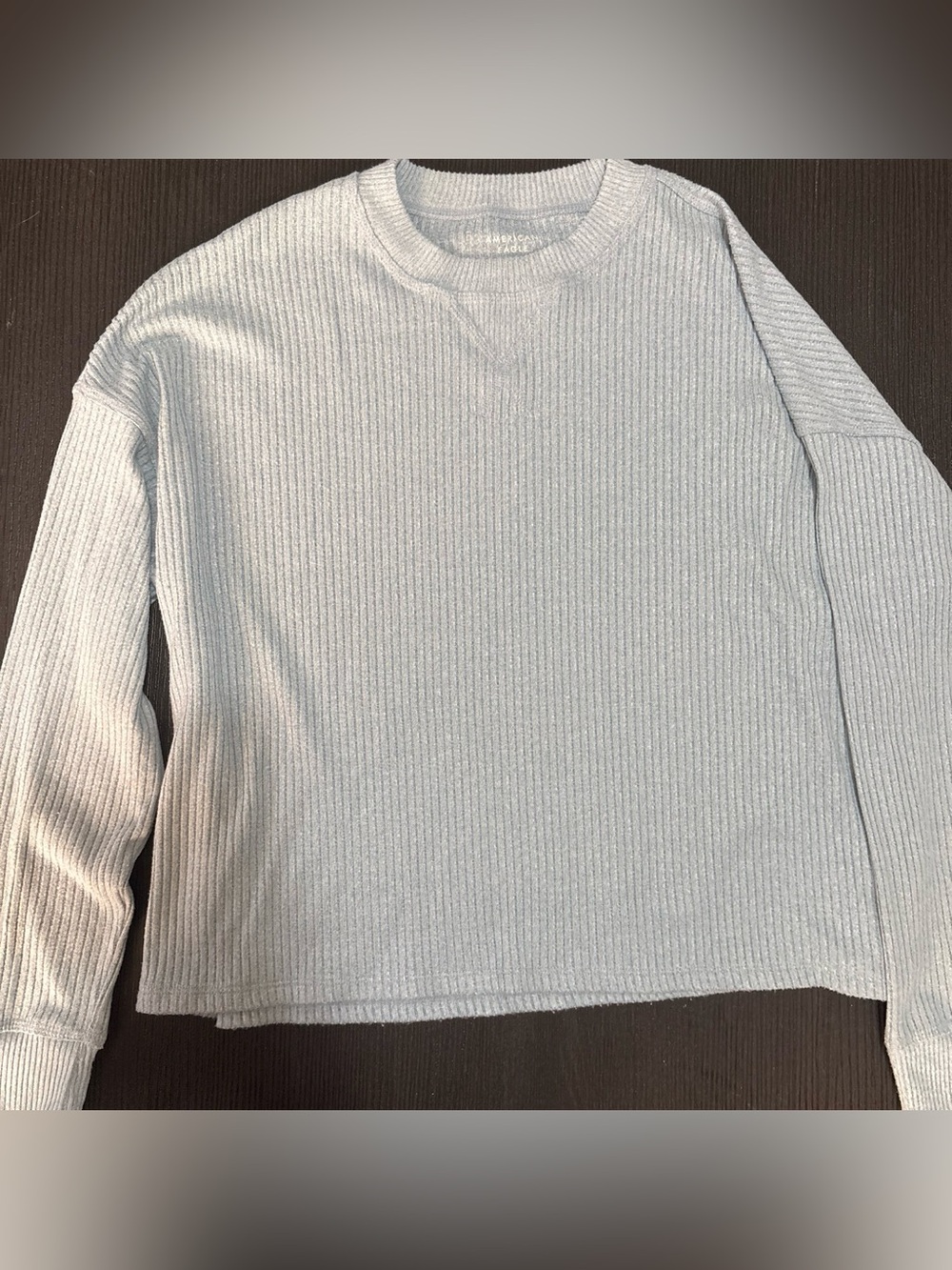 American Eagle Outfitters Light Heather Gray Ribbed Long Sleeve Top